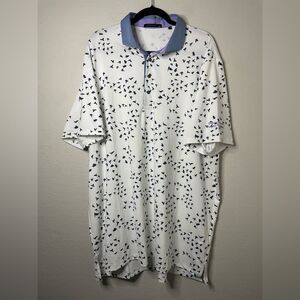 Greyson Golf Shirt Polo Sleeve Logo Crownastie Print XXL Arctic White birds